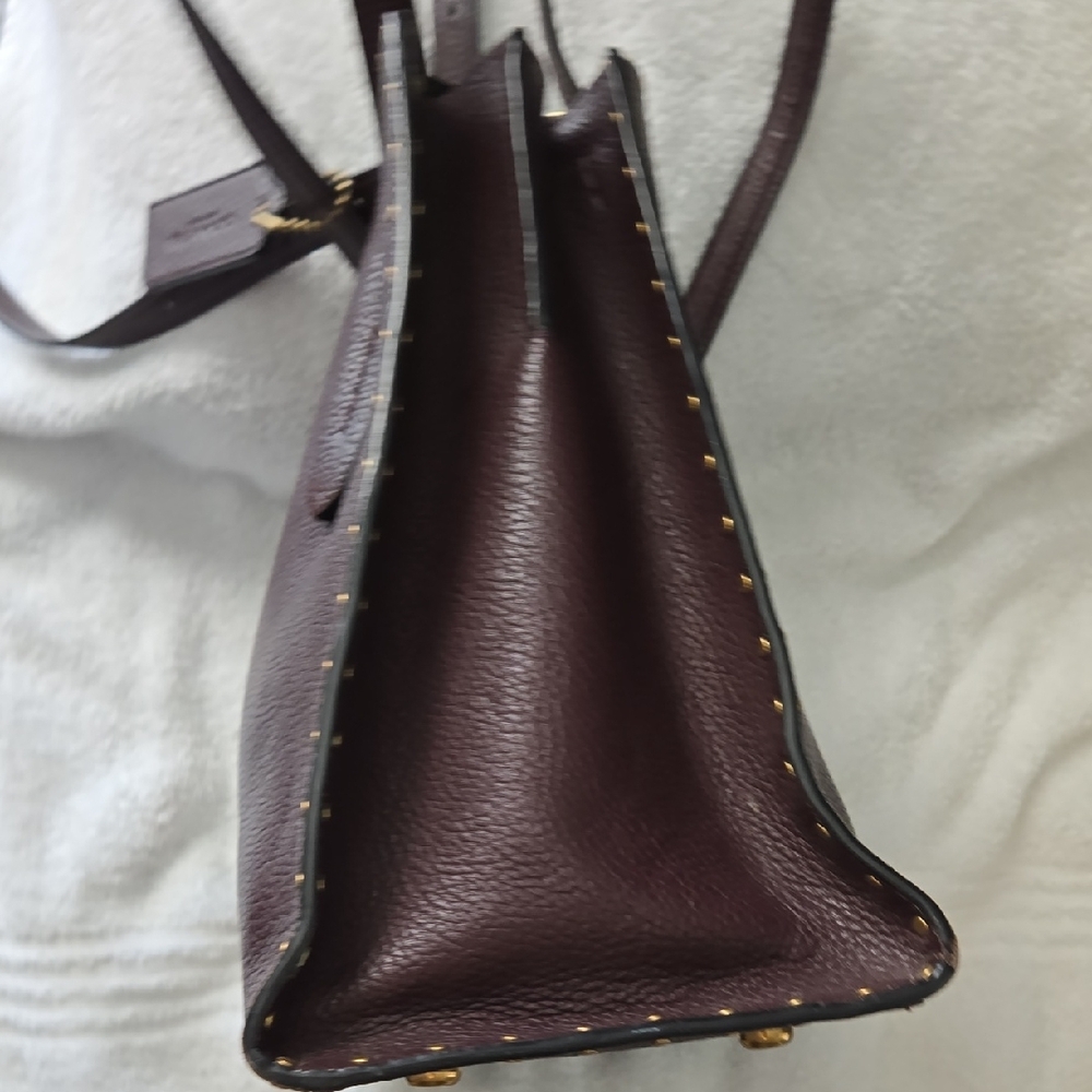 Coach Dark Brown/Oxblood Studded Leather Charlie Carryall Tote - Picture 7 of 16